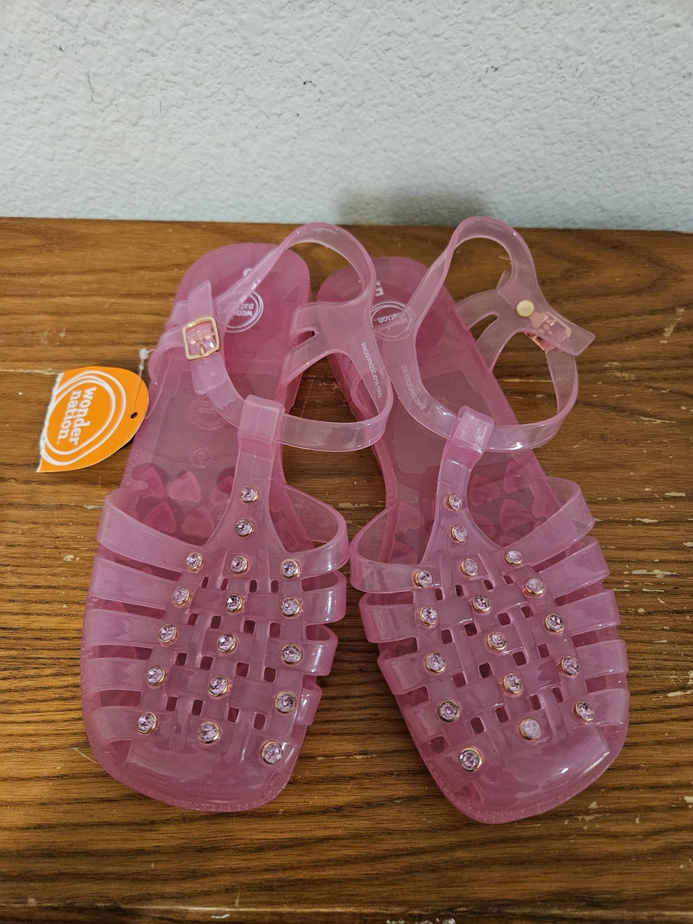 wonder nation Pink Jelly Sandals with Rhinestones